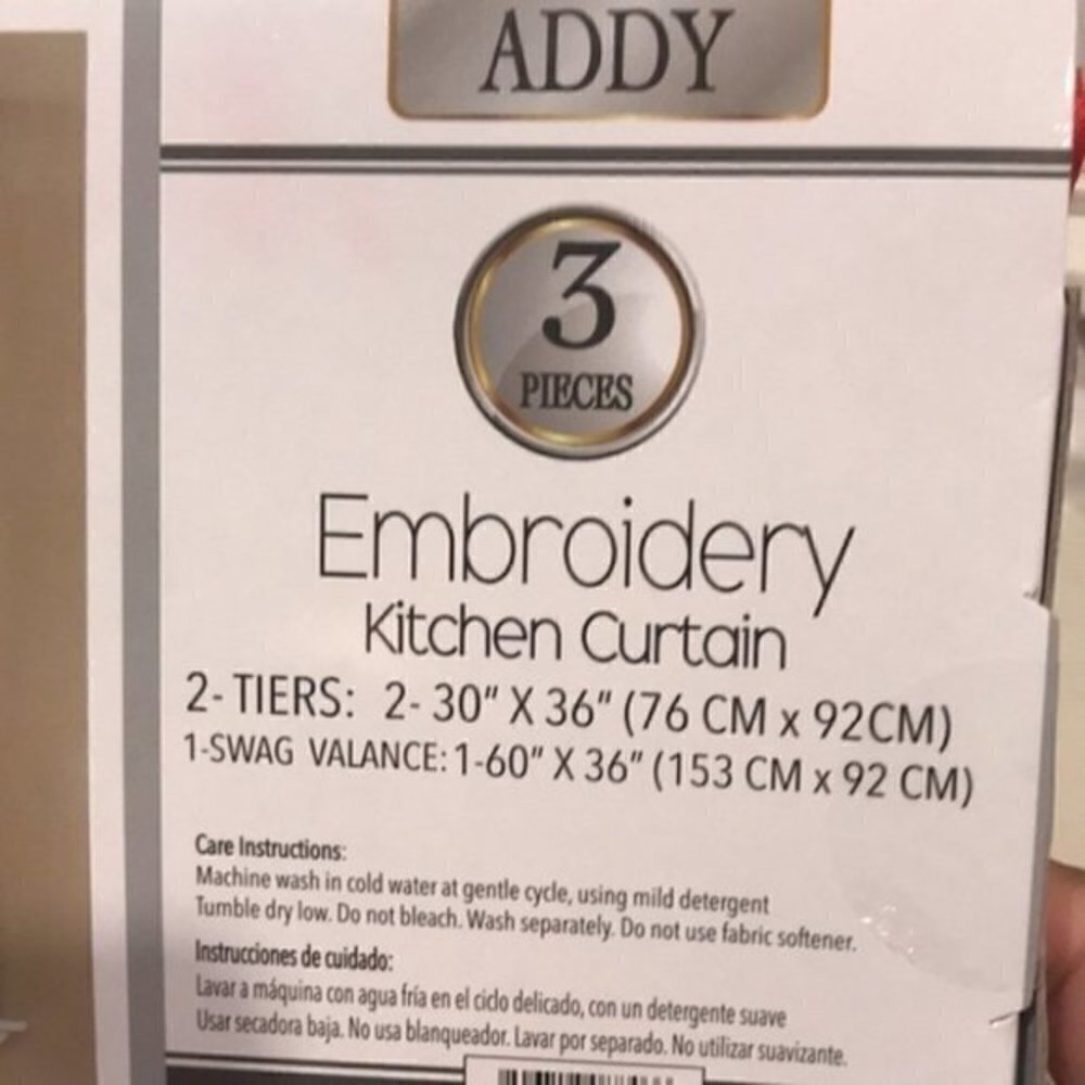 3PC Addy Embroidery Kitchen Curtain Set - Picture 3 of 4
